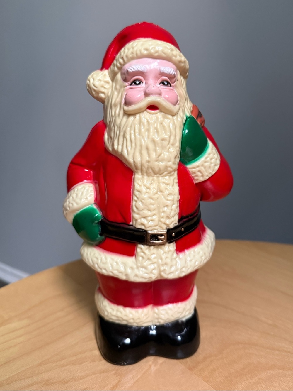 Vintage 10” Christmas Santa Claus Plastic Blow Mold Tabletop Holiday Decor